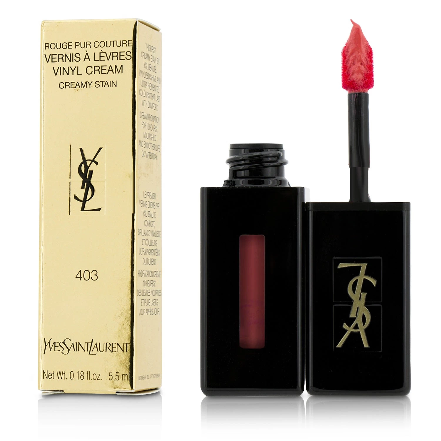 Yves Saint Laurent Rouge Pur Couture Vernis A Levres Vinyl Cream Creamy Stain - # 403 Rose Happening 5.5ml/0.18oz 1 Yves Saint Laurent Rouge Pur Couture Vernis A Levres Vinyl Cream Creamy Stain - # 403 Rose Happening 5.5ml/0.18oz