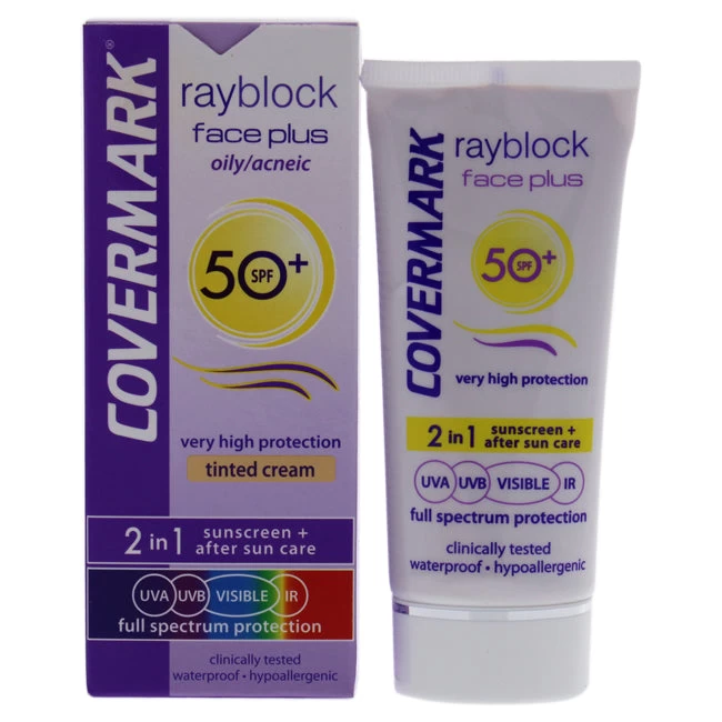 Covermark Rayblock Face Plus Tinted Cream 2-in-1 Waterproof SPF 50 - Oily Skin-Light Beige By Covermark For Women - 1.69 Oz Sunscreen 1 Covermark Rayblock Face Plus Tinted Cream 2-in-1 Waterproof SPF 50 - Oily Skin-Light Beige By Covermark For Women - 1.69 Oz Sunscreen